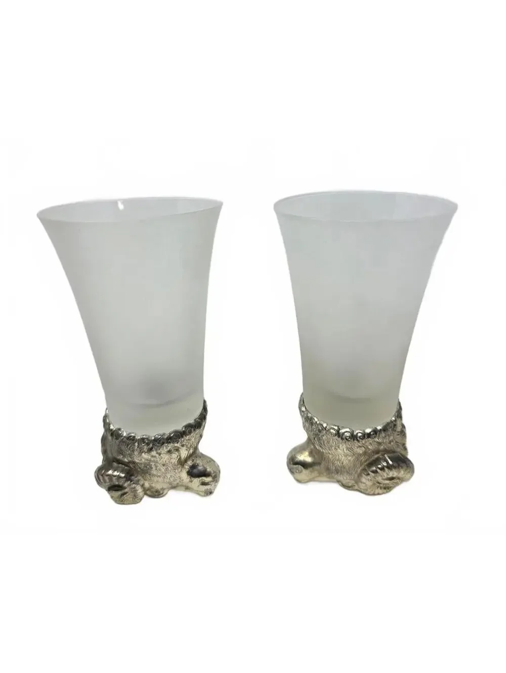 Vintage Ram Head Claret Jug & 2 Stirrup Cups Silverplate